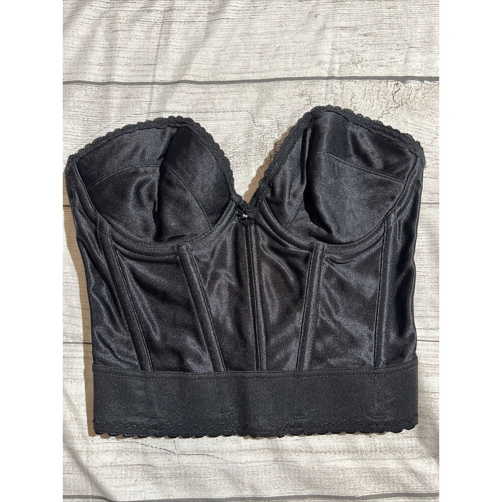 Vtg Strapless Black Corset Top Bra Lingerie Adonna By JC Penney Union Made 32C